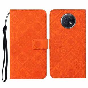 For Xiaomi Redmi Note 9T Ethnic Style Embossed Pattern Horizontal Flip Leather Case with Holder & Card Slots & Wallet & Lanyard(Orange)