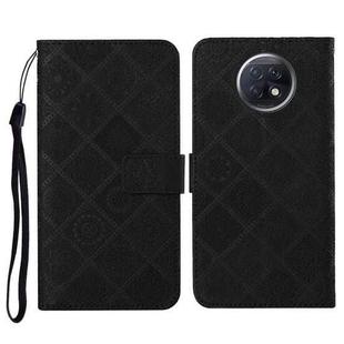 For Xiaomi Redmi Note 9T Ethnic Style Embossed Pattern Horizontal Flip Leather Case with Holder & Card Slots & Wallet & Lanyard(Black)