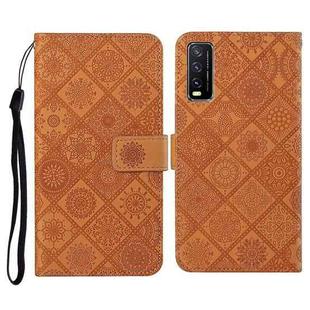 For vivo Y20 Ethnic Style Embossed Pattern Horizontal Flip Leather Case with Holder & Card Slots & Wallet & Lanyard(Brown)