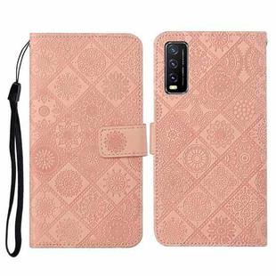 For vivo Y20 Ethnic Style Embossed Pattern Horizontal Flip Leather Case with Holder & Card Slots & Wallet & Lanyard(Pink)
