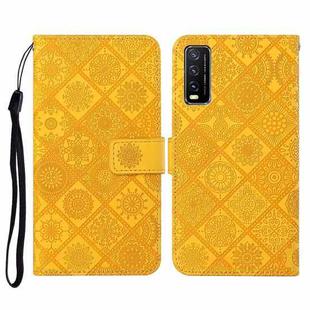 For vivo Y20 Ethnic Style Embossed Pattern Horizontal Flip Leather Case with Holder & Card Slots & Wallet & Lanyard(Yellow)