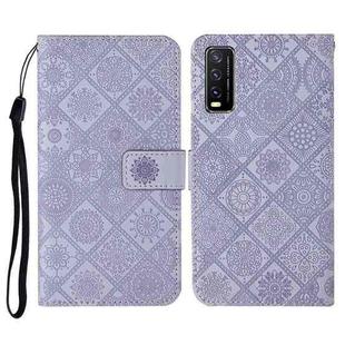 For vivo Y20 Ethnic Style Embossed Pattern Horizontal Flip Leather Case with Holder & Card Slots & Wallet & Lanyard(Purple)