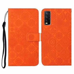 For vivo Y20 Ethnic Style Embossed Pattern Horizontal Flip Leather Case with Holder & Card Slots & Wallet & Lanyard(Orange)