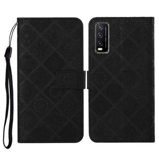 For vivo Y20 Ethnic Style Embossed Pattern Horizontal Flip Leather Case with Holder & Card Slots & Wallet & Lanyard(Black)