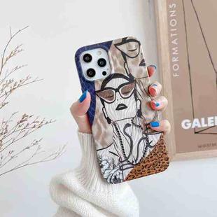 For iPhone 12 Pro Max Shockproof Half-inclusive Leopard Pattern Protective Case(Glasses Girl)