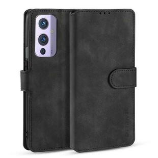 For OnePlus 9 DG.MING Retro Oil Side Horizontal Flip Leather Case with Holder & Card Slots & Wallet(Black)