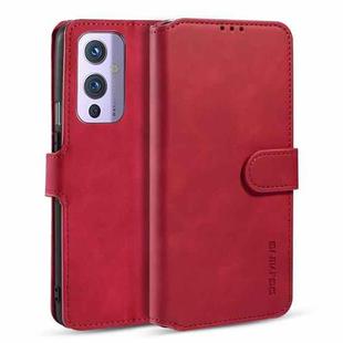 For OnePlus 9 DG.MING Retro Oil Side Horizontal Flip Leather Case with Holder & Card Slots & Wallet(Red)