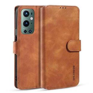 For OnePlus 9 Pro DG.MING Retro Oil Side Horizontal Flip Leather Case with Holder & Card Slots & Wallet(Brown)