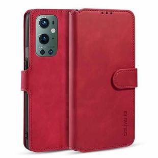 For OnePlus 9 Pro DG.MING Retro Oil Side Horizontal Flip Leather Case with Holder & Card Slots & Wallet(Red)