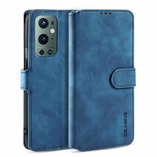 For OnePlus 9 Pro DG.MING Retro Oil Side Horizontal Flip Leather Case with Holder & Card Slots & Wallet(Blue)