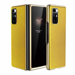 For Xiaomi Mi Mix Fold Electroplated Leather Texture Protective Case(Yellow)