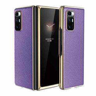 For Xiaomi Mi Mix Fold Electroplated Leather Texture Protective Case(Purple)