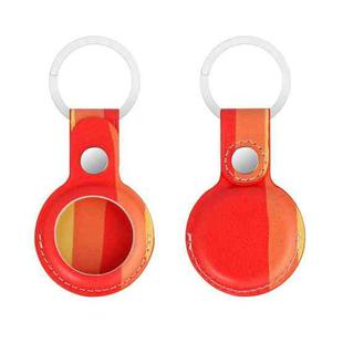 Rainbow Anti-scratch PU Shockproof Protective Cover Case with Keychain Ring Loop For AirTag(Red Orange Yellow)
