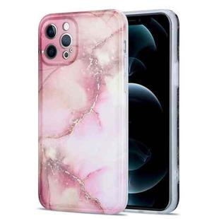 For iPhone 12 Glazed Marble Pattern TPU Shockproof Protective Case(Pink)