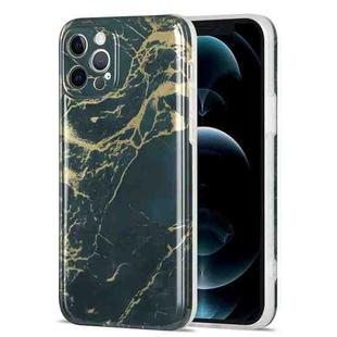 For iPhone 12 Glazed Marble Pattern TPU Shockproof Protective Case(Dark Green)