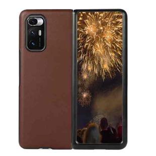 For Xiaomi Mi Mix Fold Genuine Leather Lambskin Texture Folding Protective Case(Brown)