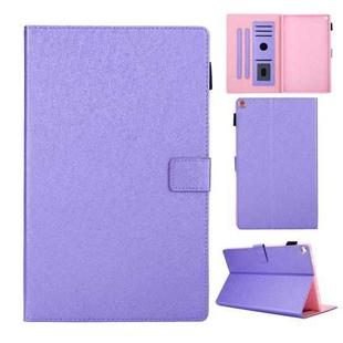 Hair Silky Texture Solid Color Horizontal Flip Leather Case with Holder & Card Slots & Photo Frame & Anti-Skid Strip For Amazon Kindle Fire HD10 2015 / 2017 / 2019(Purple)