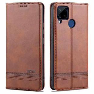 For OPPO Realme C15 / C12 / C25 / Narzo 30A AZNS Magnetic Calf Texture Horizontal Flip Leather Case with Card Slots & Holder & Wallet(Brown)