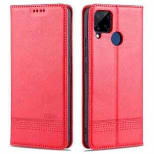 For OPPO Realme C15 / C12 / C25 / Narzo 30A AZNS Magnetic Calf Texture Horizontal Flip Leather Case with Card Slots & Holder & Wallet(Red)