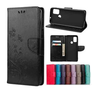 For Motorola Moto G30 Butterfly Flower Pattern Horizontal Flip Leather Case with Holder & Card Slots & Wallet(Black)