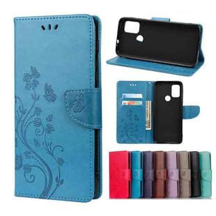 For Motorola Moto G30 Butterfly Flower Pattern Horizontal Flip Leather Case with Holder & Card Slots & Wallet(Blue)