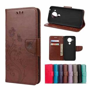 For Nokia 5.4 Butterfly Flower Pattern Horizontal Flip Leather Case with Holder & Card Slots & Wallet(Brown)