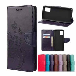 For Xiaomi Poco F3 Butterfly Flower Pattern Horizontal Flip Leather Case with Holder & Card Slots & Wallet(Deep Purple)