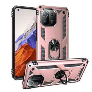 For Xiaomi Mi 11 Pro Shockproof TPU + PC Protective Case with 360 Degree Rotating Holder(Rose Gold)