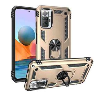 For Xiaomi Redmi Note 10 Pro Shockproof TPU + PC Protective Case with 360 Degree Rotating Holder(Gold)
