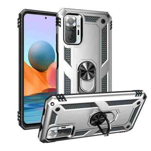 For Xiaomi Redmi Note 10 Pro Shockproof TPU + PC Protective Case with 360 Degree Rotating Holder(Silver)
