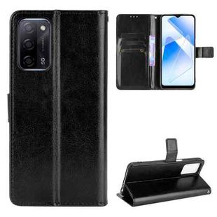 For OPPO A55 5G / A53s 5G Crazy Horse Texture Horizontal Flip Leather Case with Holder & Card Slots & Lanyard(Black)