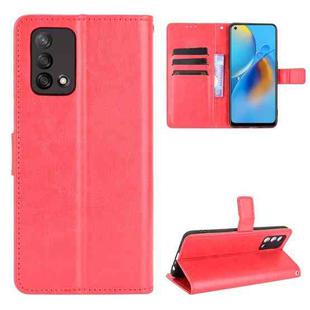 For OPPO A74 4G / F19 4G Crazy Horse Texture Horizontal Flip Leather Case with Holder & Card Slots & Lanyard(Red)