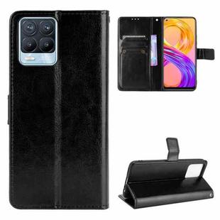 For OPPO Realme 8 4G / Realme 8 Pro 4G Crazy Horse Texture Horizontal Flip Leather Case with Holder & Card Slots & Lanyard(Black)