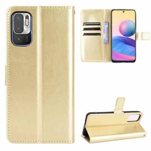 For Xiaomi Redmi Note 10 5G Crazy Horse Texture Horizontal Flip Leather Case with Holder & Card Slots & Lanyard(Gold)