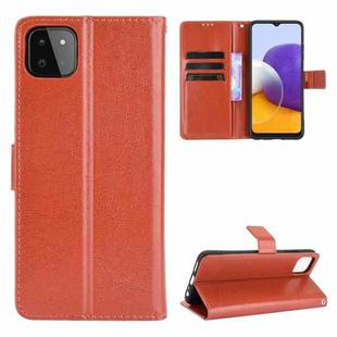 For Samsung Galaxy A22 5G Crazy Horse Texture Horizontal Flip Leather Case with Holder & Card Slots & Lanyard(Brown)