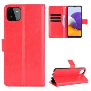 For Samsung Galaxy A22 5G Crazy Horse Texture Horizontal Flip Leather Case with Holder & Card Slots & Lanyard(Red)