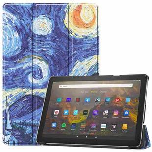 For Amazon Fire HD 10 (2021) Colored Drawing Pattern Horizontal Flip Leather Case with Three-folding Holder & Sleep / Wake-up Function(Starry Sky)