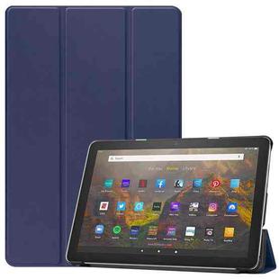 For Amazon Fire HD 10 (2021) Custer Texture Horizontal Flip Leather Case with Three-folding Holder & Sleep / Wake-up Function(Dark Blue)