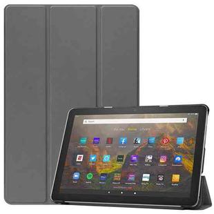 For Amazon Fire HD 10 (2021) Custer Texture Horizontal Flip Leather Case with Three-folding Holder & Sleep / Wake-up Function(Gray)