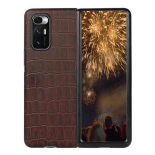 For Xiaomi Mi Mix Fold Crocodile Texture Leather Folding Protective Case(Brown)