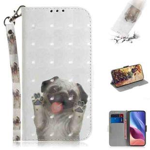 For Xiaomi Redmi K40 / K40 Pro / Poco F3 3D Colored Drawing Horizontal Flip Leather Case with Holder & Card Slots & Wallet & Lanyard(Pug)