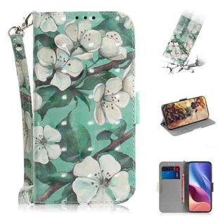 For Xiaomi Redmi K40 / K40 Pro / Poco F3 3D Colored Drawing Horizontal Flip Leather Case with Holder & Card Slots & Wallet & Lanyard(Watercolor Flower)
