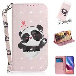 For Xiaomi Redmi K40 / K40 Pro / Poco F3 3D Colored Drawing Horizontal Flip Leather Case with Holder & Card Slots & Wallet & Lanyard(Heart Panda)