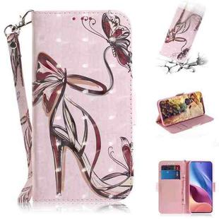 For Xiaomi Redmi K40 / K40 Pro / Poco F3 3D Colored Drawing Horizontal Flip Leather Case with Holder & Card Slots & Wallet & Lanyard(Butterfly High-heeled)