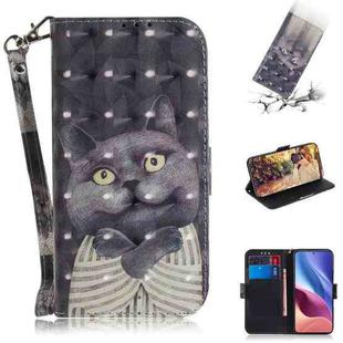 For Xiaomi Redmi K40 / K40 Pro / Poco F3 3D Colored Drawing Horizontal Flip Leather Case with Holder & Card Slots & Wallet & Lanyard(Hug Cat)