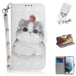 For Samsung Galaxy S21 FE 3D Colored Drawing Horizontal Flip Leather Case with Holder & Card Slots & Wallet & Lanyard(Cute Cat)