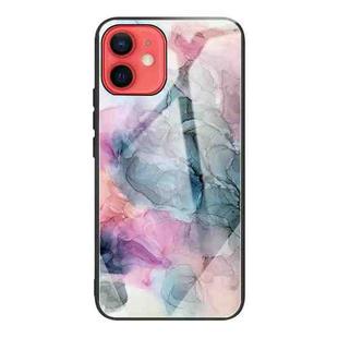 For iPhone 12 mini Abstract Marble Pattern Glass Protective Case (Abstract Multicolor)