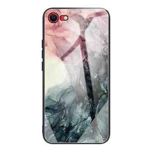 For iPhone SE 2022 / SE 2020 / 8 / 7 Abstract Marble Pattern Glass Protective Case(Abstract Black)