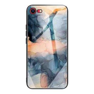 For iPhone SE 2022 / SE 2020 / 8 / 7 Abstract Marble Pattern Glass Protective Case(Abstract Blue)