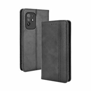 For OPPO A94 5G / Reno5Z 5G / F19 Pro+ 5G Magnetic Buckle Retro Crazy Horse Texture Horizontal Flip Leather Case with Holder & Card Slots & Photo Frame(Black)